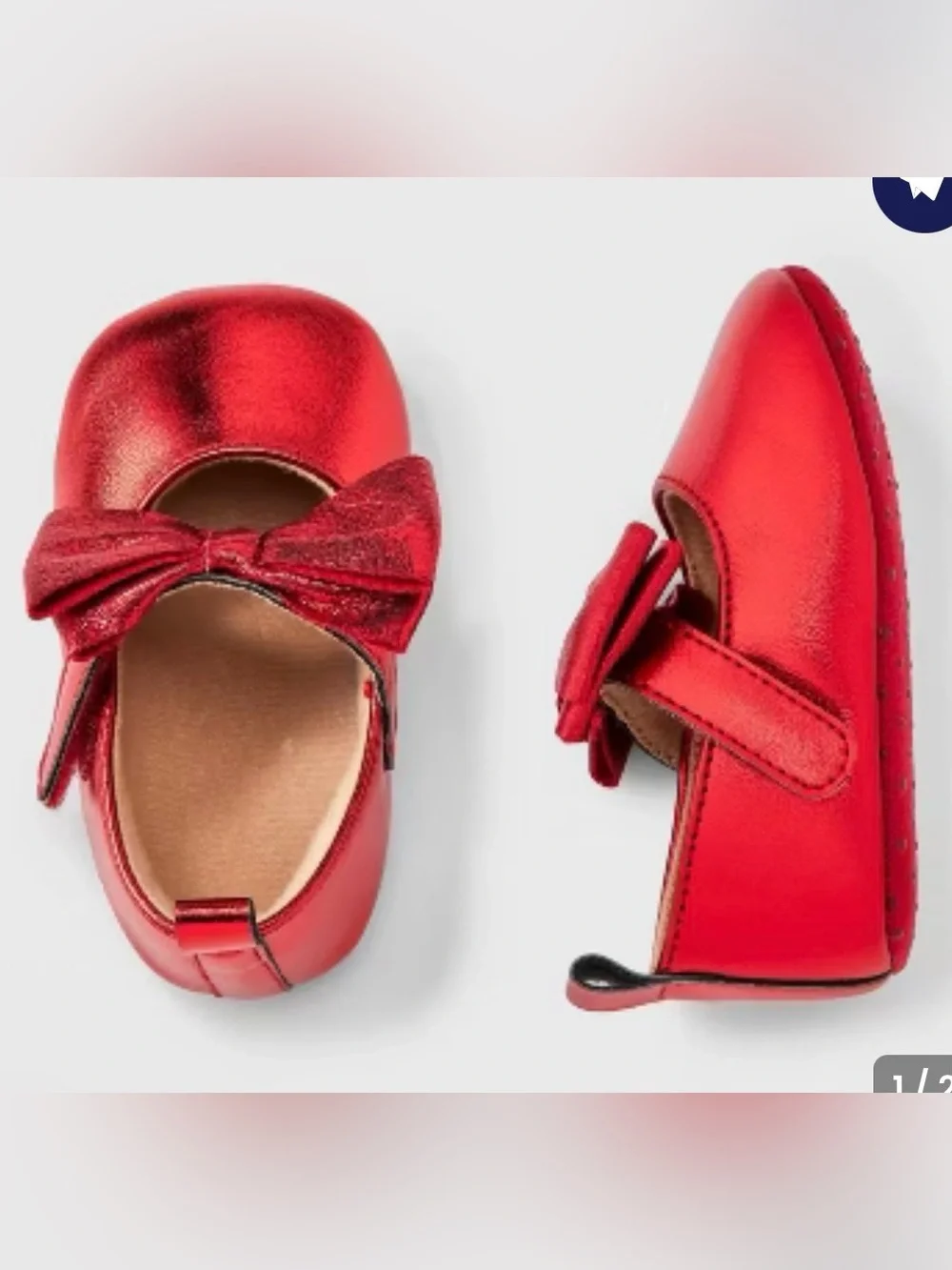 Cat & Jack Girls Red Metallic Mary Jane Shoes NWT 9-12 months